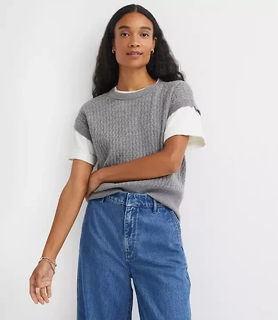 Mixed Media Cable Sweater Tee