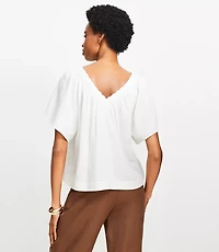 Lace Trim V-Neck Blouse