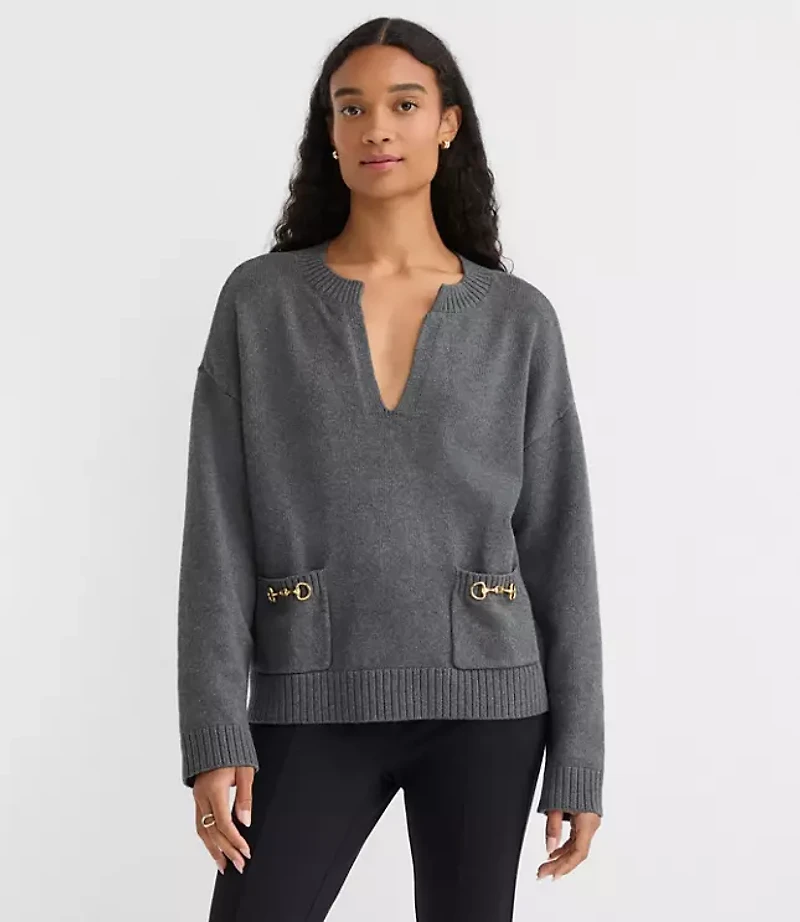 Heathered Horsebit Pocket Sweater