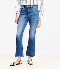 High Rise Kick Crop Jeans Bright Medium Stone Wash