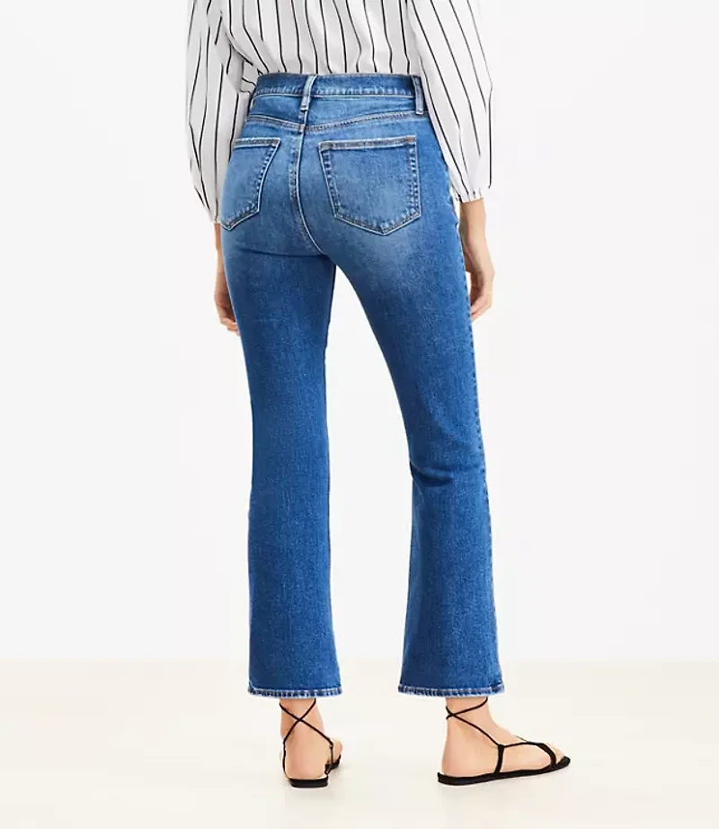 High Rise Kick Crop Jeans Bright Medium Stone Wash