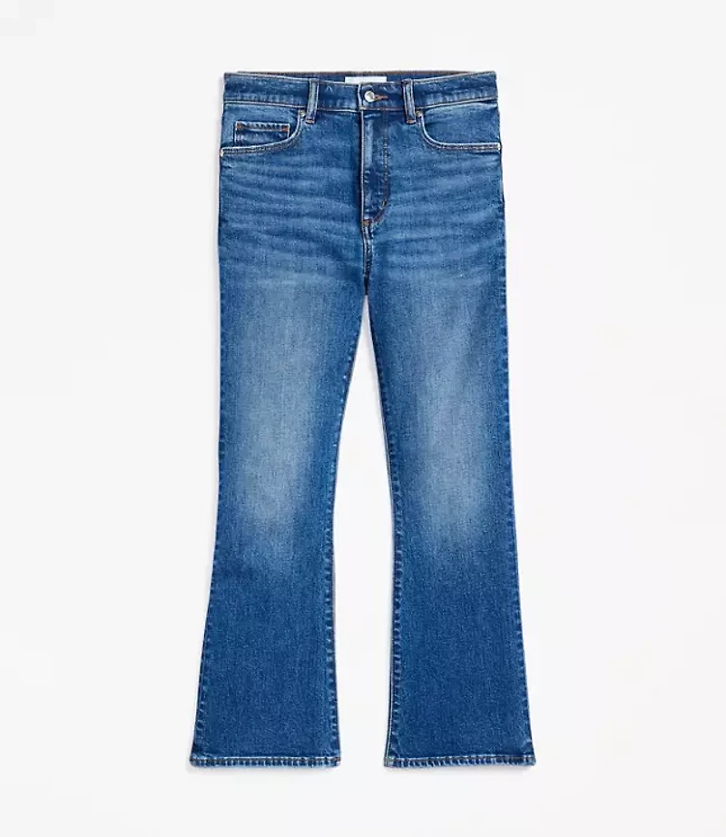 High Rise Kick Crop Jeans Bright Medium Stone Wash