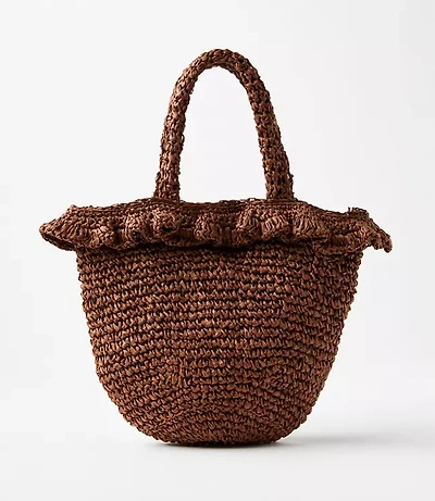 Ruffle Straw Bag