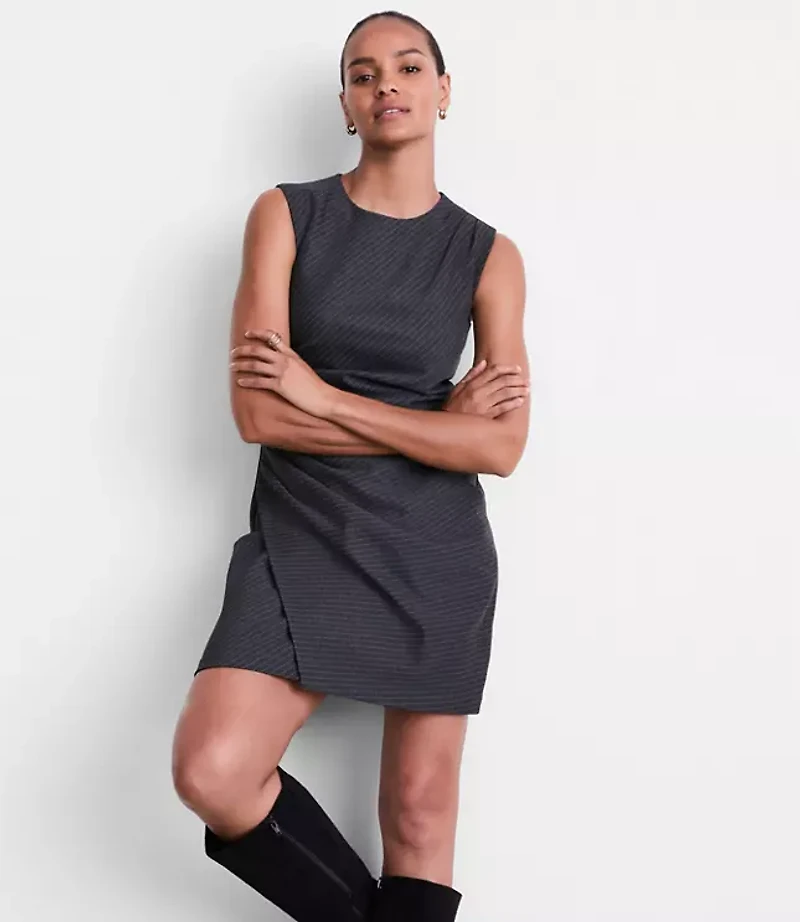 LOFT Versa Ruched Ponte Mini Dress Pinstripe