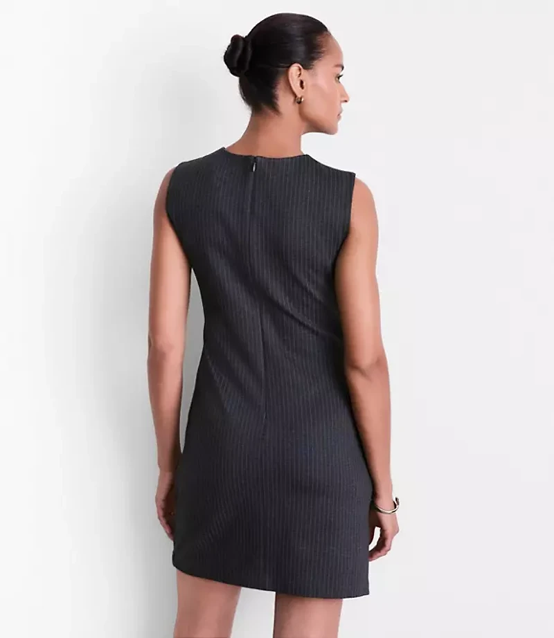 LOFT Versa Ruched Ponte Mini Dress Pinstripe