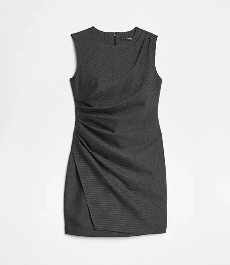 LOFT Versa Ruched Ponte Mini Dress Pinstripe