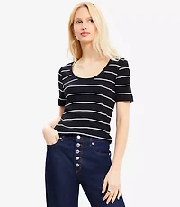 Petite Stripe Ribbed Scoop Neck Tee