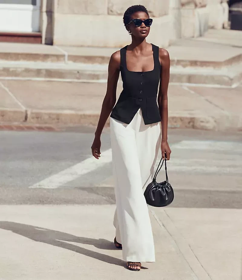 LOFT Versa Crepe Drape Tank Pocket Vest