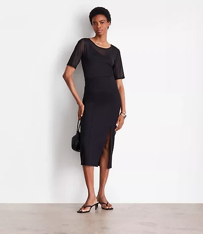 LOFT Versa Ponte Column Midi Skirt