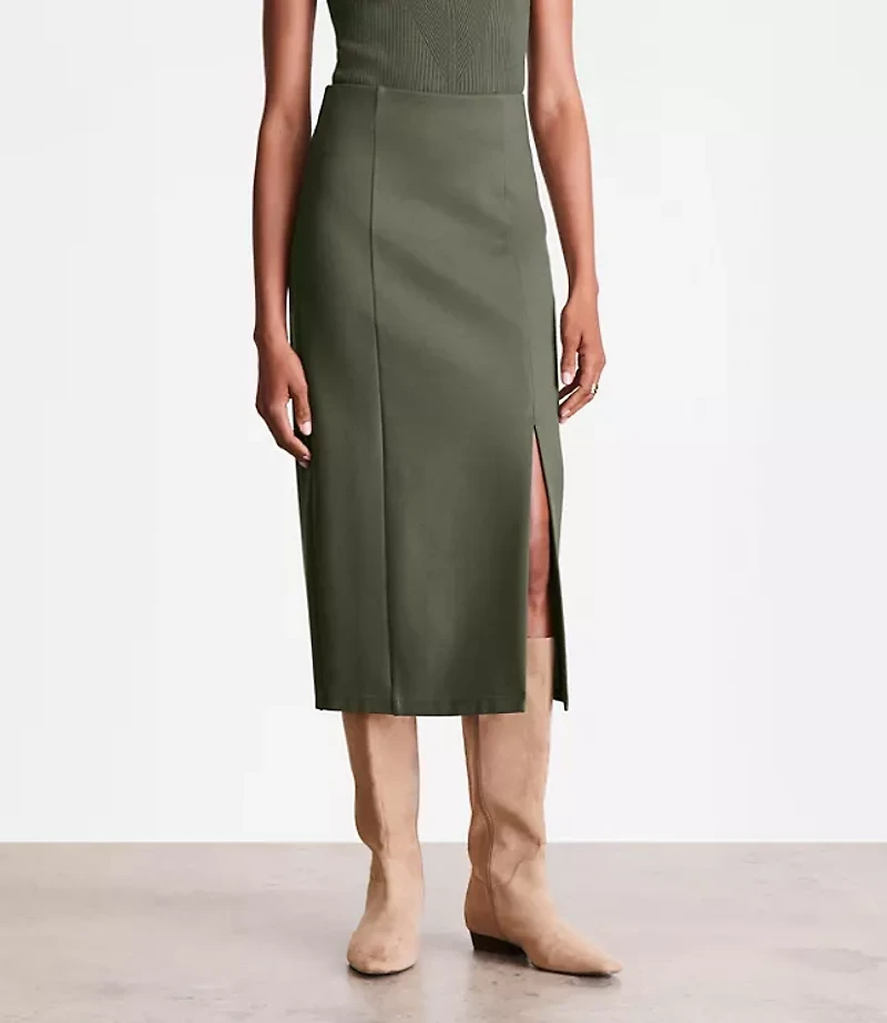 LOFT Versa Ponte Column Midi Skirt