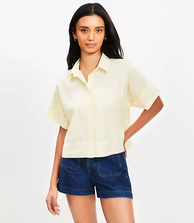 Striped Poplin Modern Pocket Top
