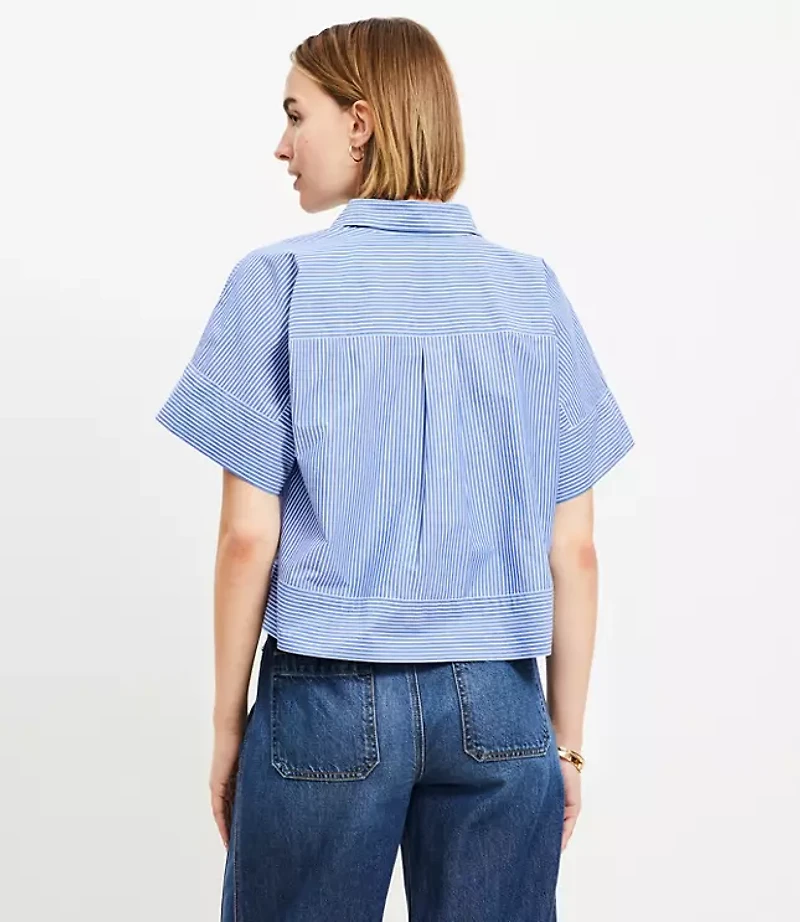 Striped Poplin Modern Pocket Top