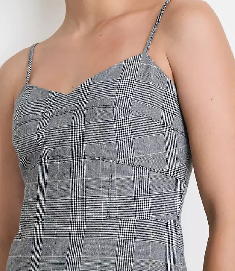 LOFT Versa Seasonless Stretch Strappy Mini Dress Plaid