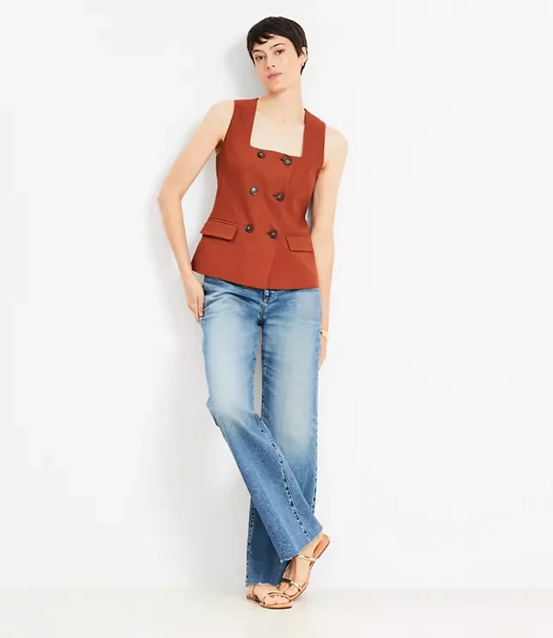 Petite Cotton Linen Double Breasted Vest