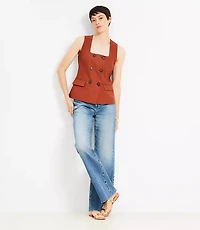 Petite Cotton Linen Double Breasted Vest