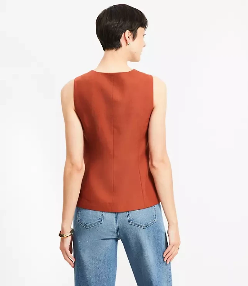 Petite Cotton Linen Double Breasted Vest