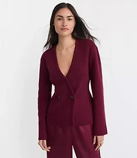 Ribbed Double Button Sweater Jacket