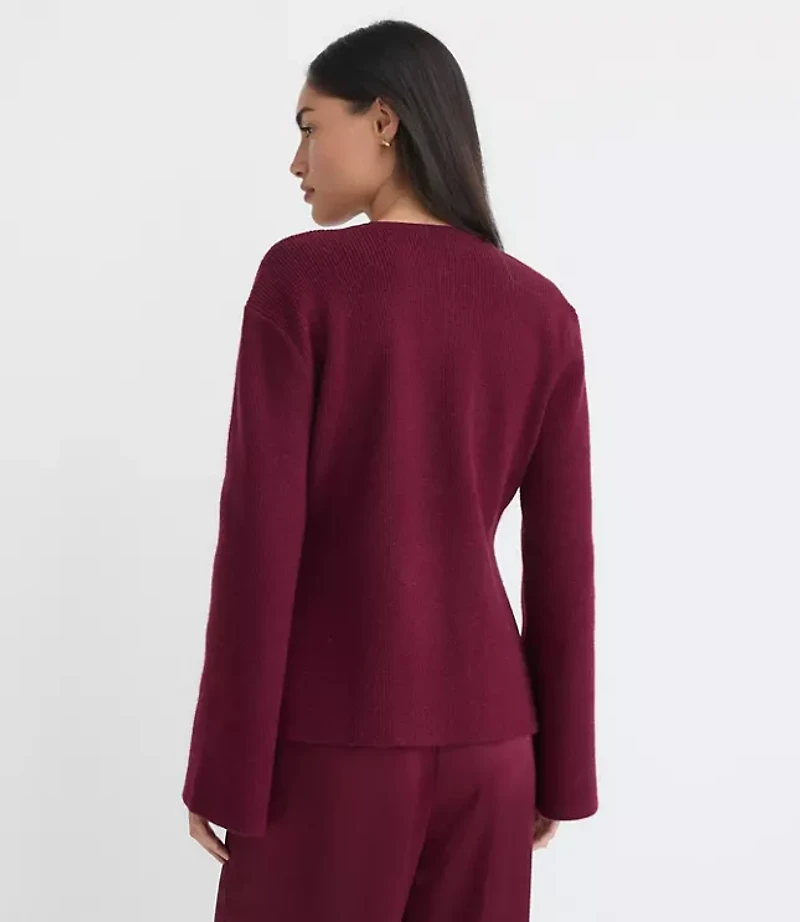 Ribbed Double Button Sweater Jacket
