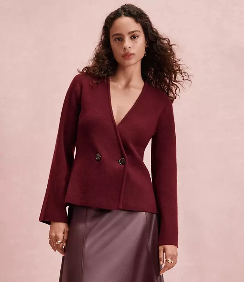 Ribbed Double Button Sweater Jacket