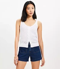 Petite Crochet Button Sweater Tank Top