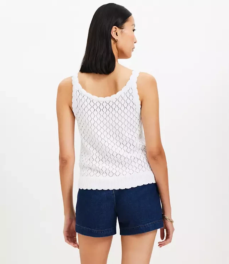 Petite Crochet Button Sweater Tank Top