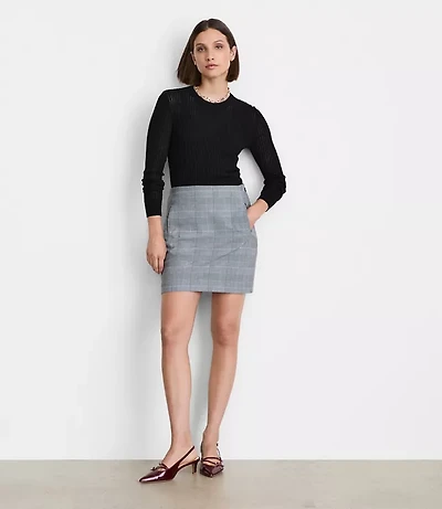 LOFT Versa Seasonless Stretch Pocket Mini Skirt Plaid