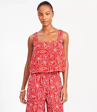 LOFT Beach Seaside Linen Blend Square Neck Tank Top