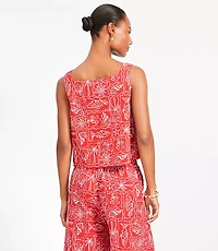 LOFT Beach Seaside Linen Blend Square Neck Tank Top