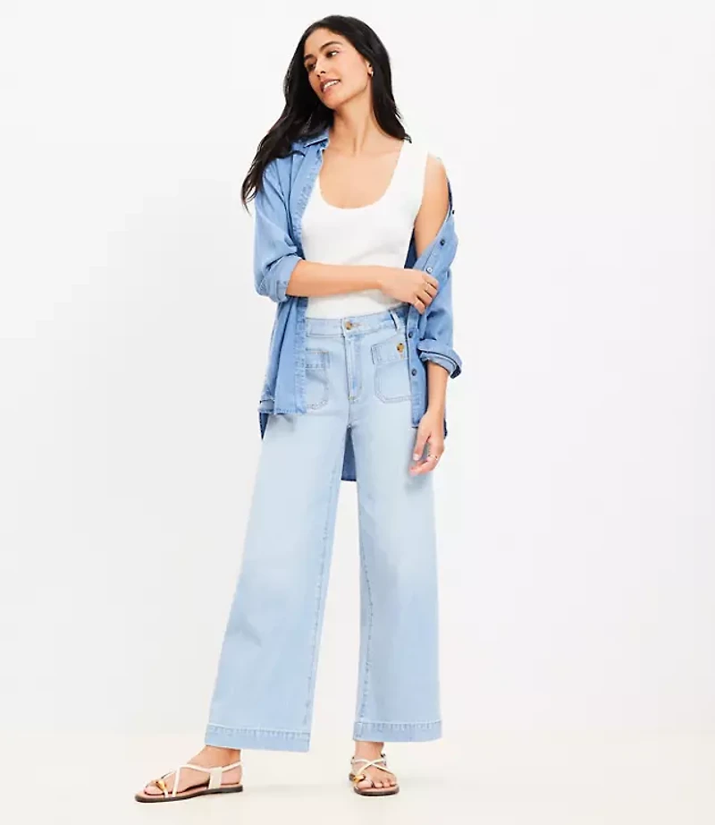 Tall Palmer Wide Leg Crop Jeans Light Vintage Indigo Wash