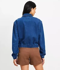 Petite Denim Bubble Jacket in Classic Mid Wash