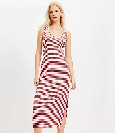 Stripe Perfect Ribbed Tank Midi Dress
