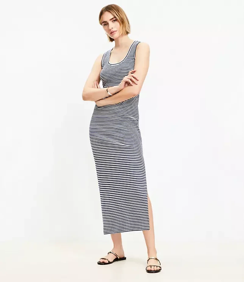 Stripe Perfect Ribbed Tank Midi Dress