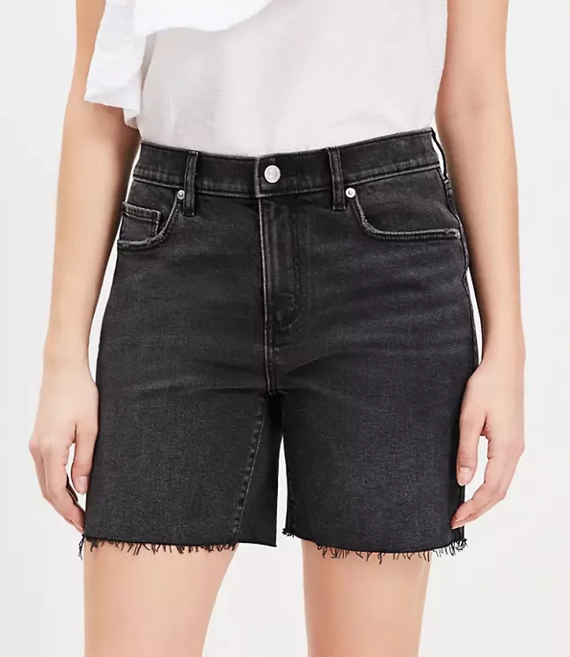 Petite Boyfriend Shorts Washed Black