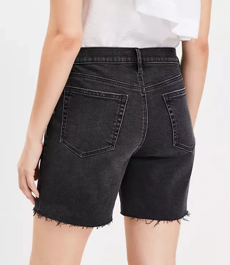 Petite Boyfriend Shorts Washed Black