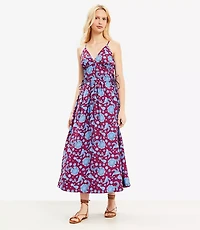 Petite Floral Side Tie Midi Pocket Dress