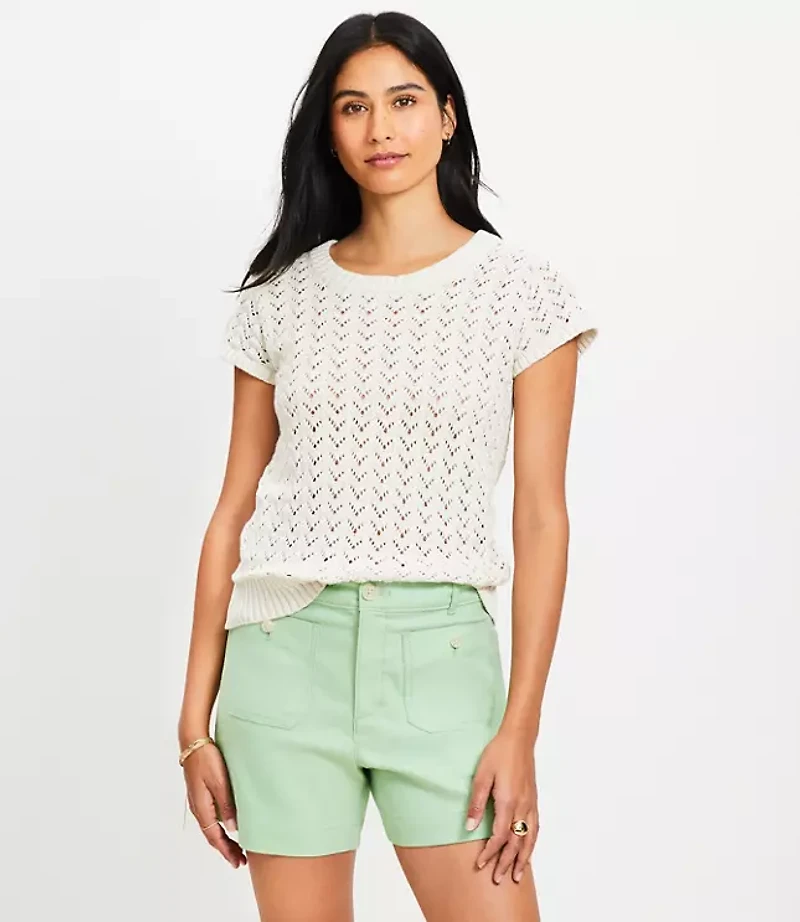 Petite Chevron Pointelle Sweater Tee