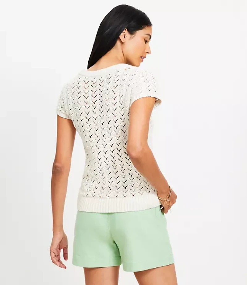 Petite Chevron Pointelle Sweater Tee