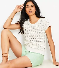 Petite Chevron Pointelle Sweater Tee