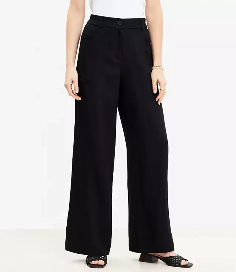 Petite Seamed Wide Leg Pants