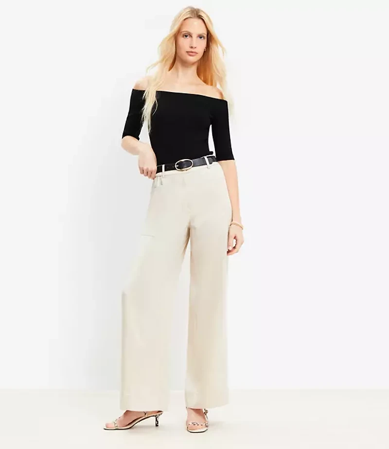 Petite Seamed Wide Leg Pants