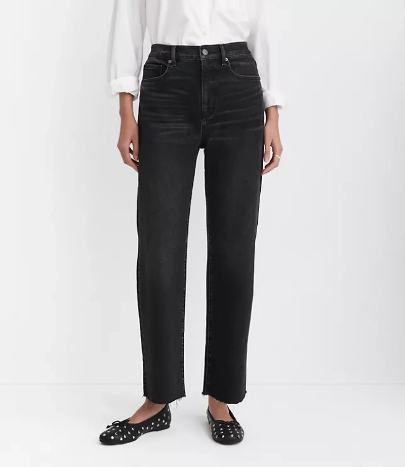 Fresh Cut High Rise Straight Jeans Washed Black