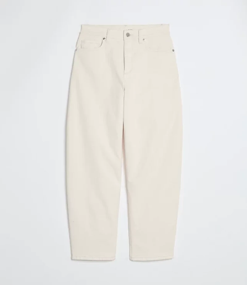 High Rise Barrel Jeans Ivory