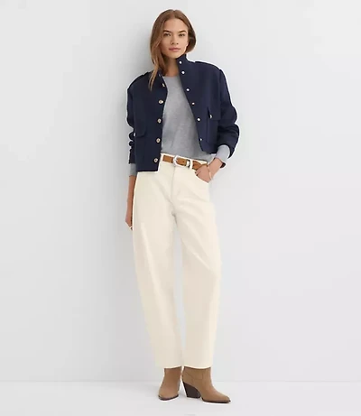 High Rise Barrel Jeans Ivory