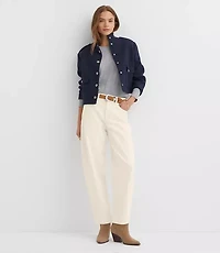 High Rise Barrel Jeans Ivory
