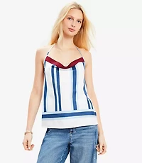 Petite Striped Cowl Halter Cami