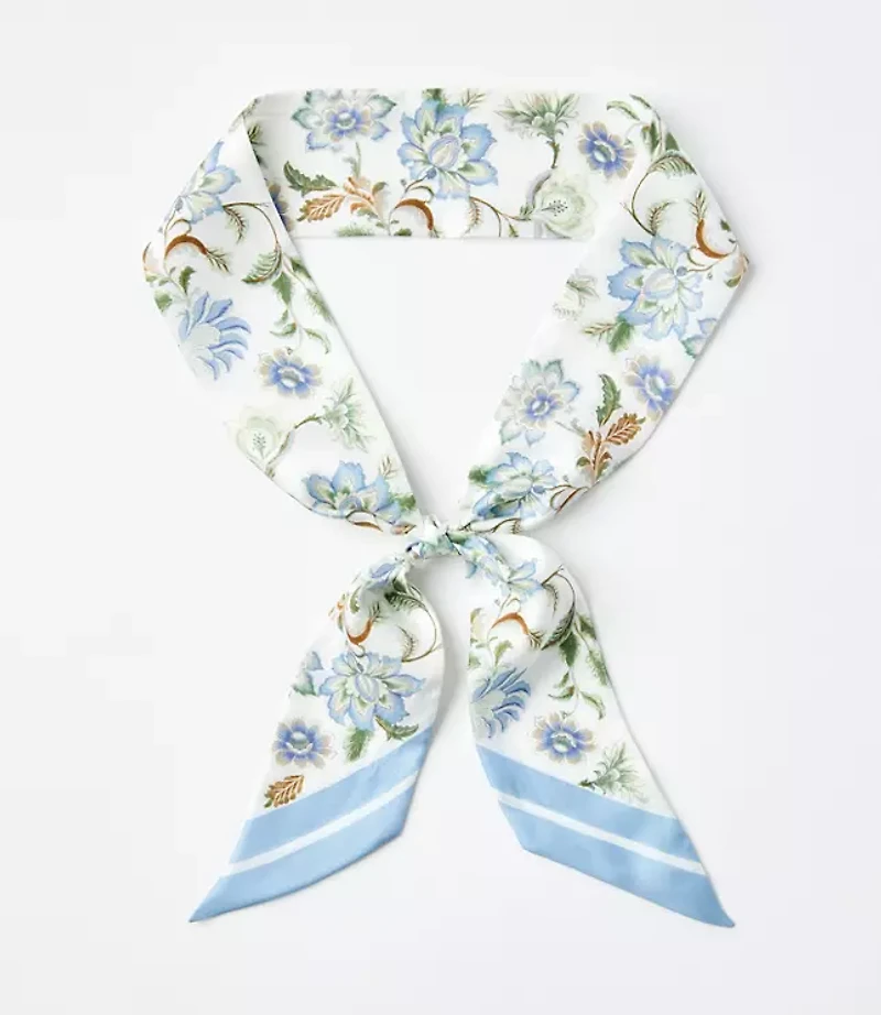 Floral Silk Skinny Scarf