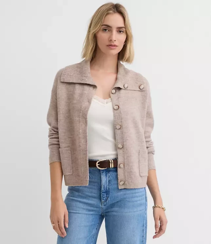 Wide Collared Sweater Jacket