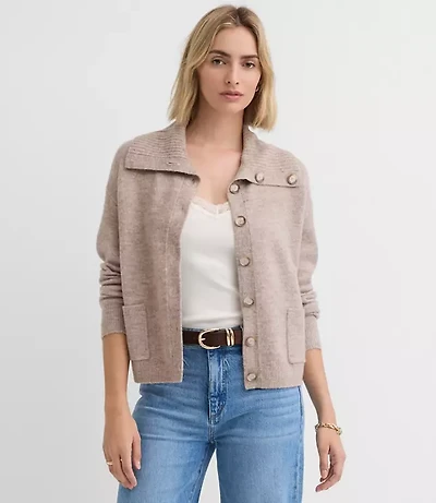 Wide Collared Sweater Jacket