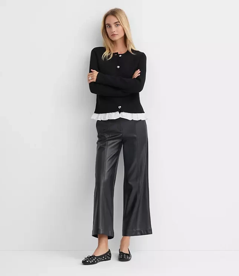 Poplin Ruffle Sweater Jacket