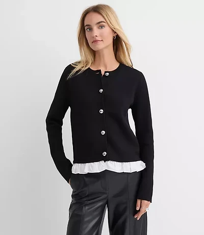 Poplin Ruffle Sweater Jacket